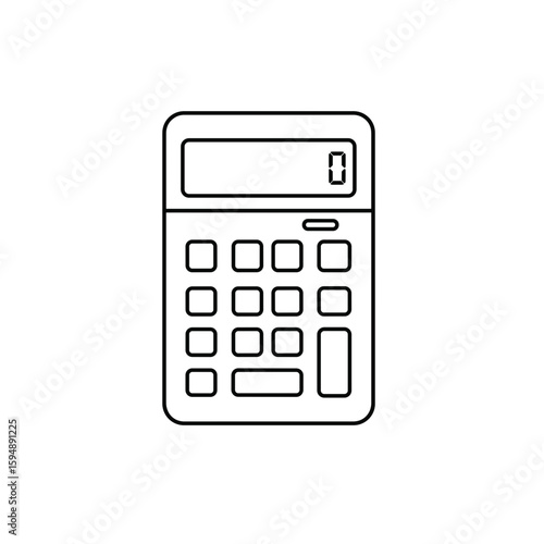 Digital calculator icon in minimalist design for finance and education, black