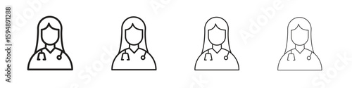Woman Doctor icon symbols collection. Vector EPS 10