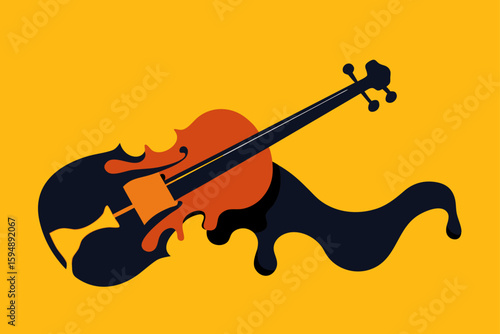 A vector illustration of musical instruments, featuring a violin and guitar, ideal for themes of classical music and orchestra