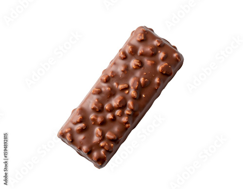 Chocolate bar with nuts on transparent background