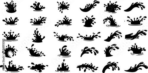 Vector art set of black silhouette tribal fire flower and bird leaf symbols
