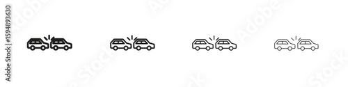 Rear end collision icon symbols collection. Vector EPS 10