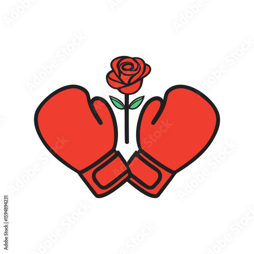 Illustration of boxing gloves with rose flower