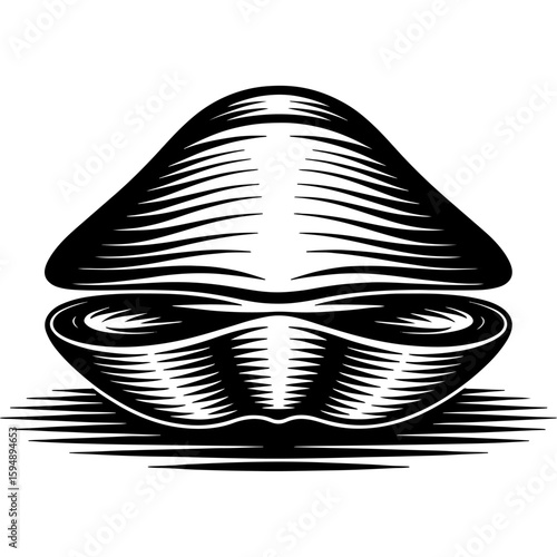 Clam silhouette isolated on white background