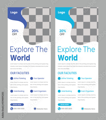  Modern travel roll up or pull up banner design template
