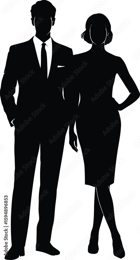 Black and white human silhouette illustration on white background. Black and white human silhouette illustration on white background.
