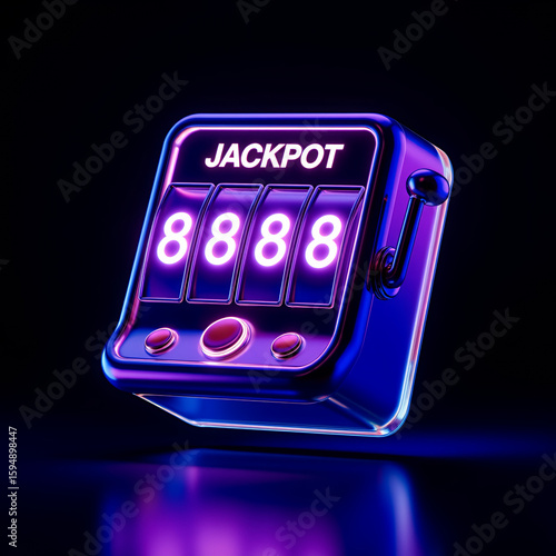 futuristic neon slot machine with 888 in casino vibes
