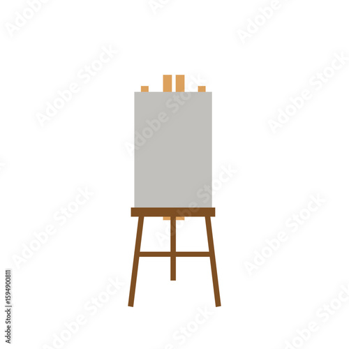 wooden easel with blank canvas