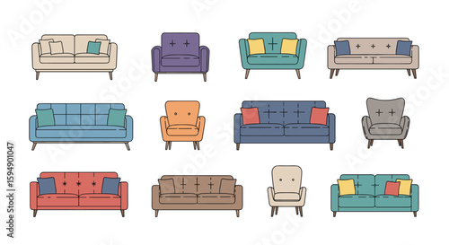 A diverse collection of modern and classic sofa and armchair designs for elegant living spaces