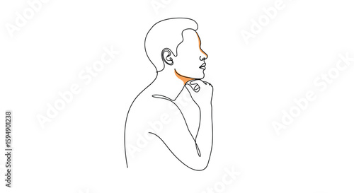 Illustrative depiction of a person considering facial rejuvenation options with a focus on jawline and neck contouring procedures for aesthetic improvement