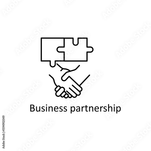 Business Partnership Concept: Handshake with Puzzle Pieces