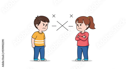 Children arguing disagreement conflict illustration