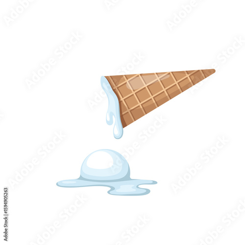Ice cream that fell out of the cone. Vector color illustration.