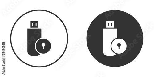 Pendrive security icon vector solid icon style illustration. EPS 10 file