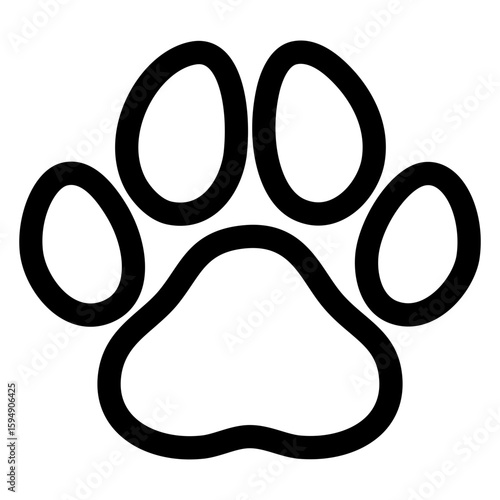 Logo pet friendly. Icono con pata de perro o gato con líneas 