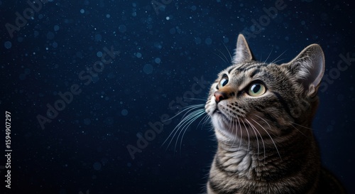Curious Cat Gazing at Stars
