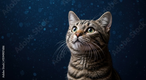 Curious Cat Gazing at Stars