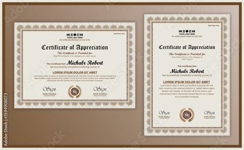 Elegant Certificate of appreciation with Gold Border and Modern Layout