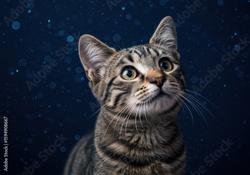 Curious Cat Gazing at Stars