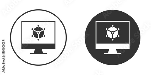 Computer simulation icon vector solid icon style illustration. EPS 10 file