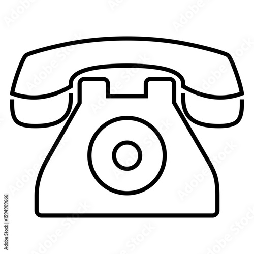 Icono de telefono clásico con dial con líneas 