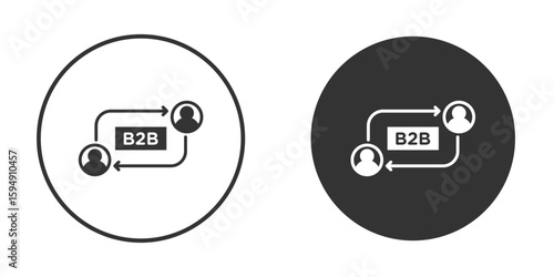 B2B icon vector solid icon style illustration. EPS 10 file