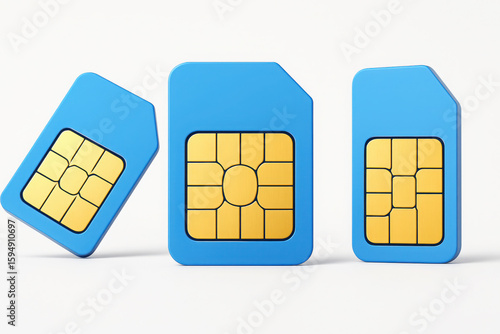 Tapety artystyczne Blue sim cards with gold chips mobile technology