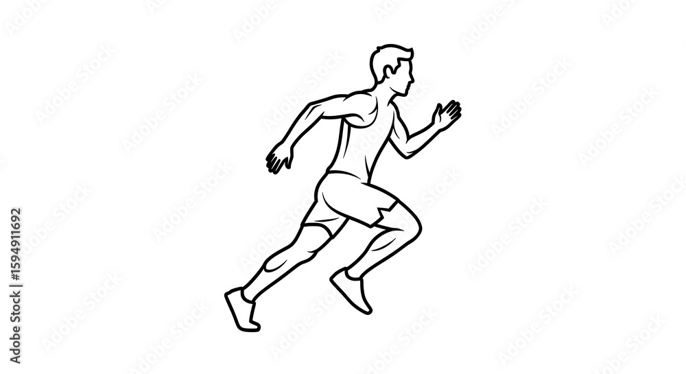 Obraz premium Illustration of running man athlete runner sprint jogger marathon exercise fitness sport training race