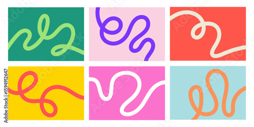 Set of playful abstract line backgrounds