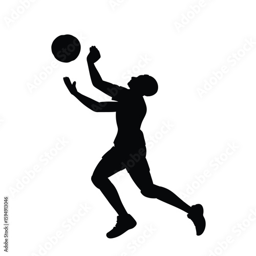 silhouette of volley player athletic sport pose vector art illustration