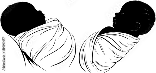 Swaddled Newborn Baby Silhouettes - Peaceful Infancy & New Life