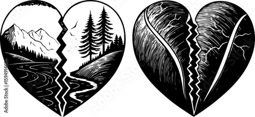 Broken Hearts: Landscape and Emotional Turmoil Concepts