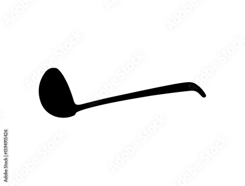 Vector image of a ladle in silhouette full white baackground.