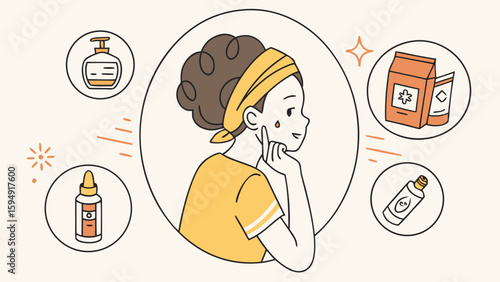 Young woman thinking about skincare routine and products
