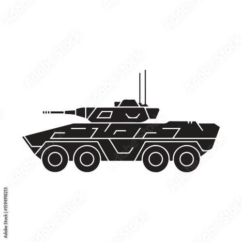Modern armored personnel carrier vehicle with cannon and wheelsPrint