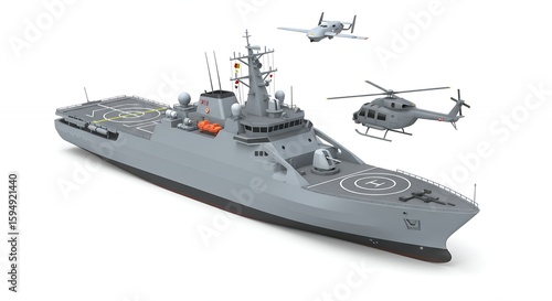 Wallpaper Mural Military ship with aerial support illustration Torontodigital.ca