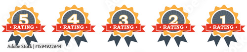 Star rating badges ranking award icons
