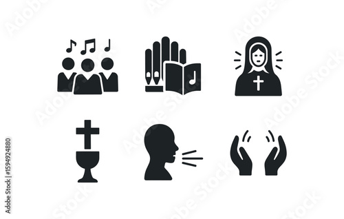 Religious symbols and icons: worship, choir, and spiritual elements