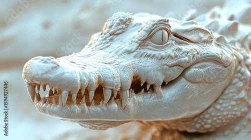 Croc Head Close-Up, Light Beige Tone, Nature Background