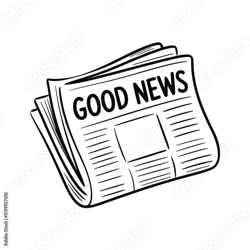 Hand drawn newspaper headline announcing good news