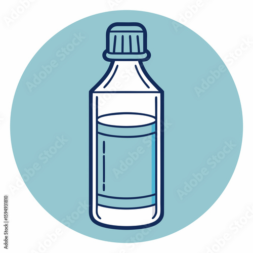 Plastic water bottle icon with blue background