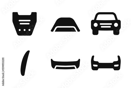 Car accessories set: bumper protector, roof rack, side skirt