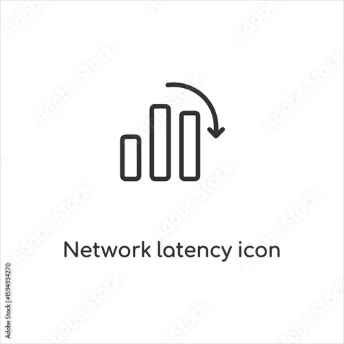 Vector art of network latency icon showing decreasing bar graph