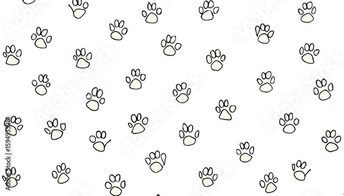Paw print pattern design featuring cute animal tracks in a playful and whimsical style