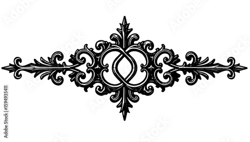 Horizontal floral pattern design with intricate flowers in a classic style