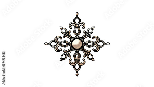 Square pattern design featuring pearls in an elegant and intricate style
