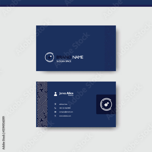 Modern business cards with a minimalist design displayed in shades of blue and white offer a professional identity.