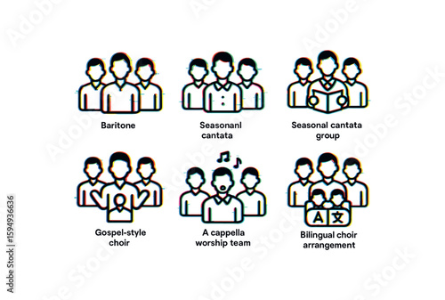 Choir group icons: baritone, cantata, gospel, a cappella, bilingual