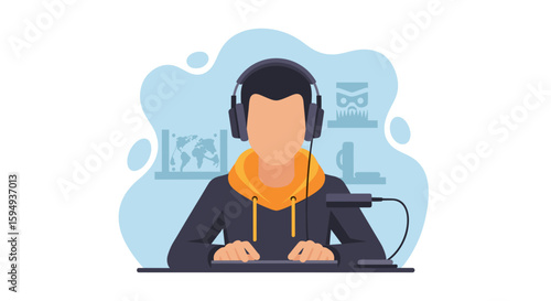 Gamer streaming live, perfect for esports websites and blog posts.