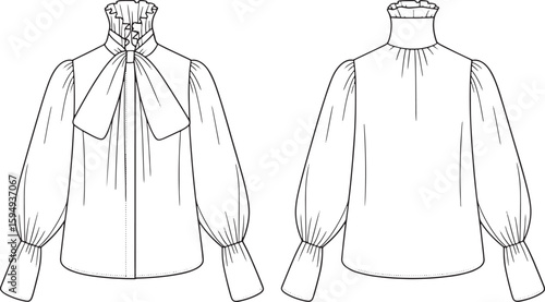 Victorian style blouse front and back side png stock photos premium quality